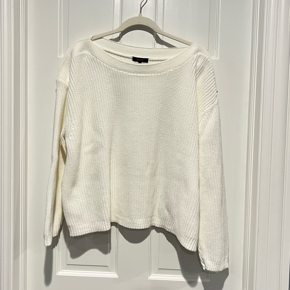 Quince 100% Organic Cotton Fisherman Boatneck Sweater Ivory XL - Picture 3 of 7